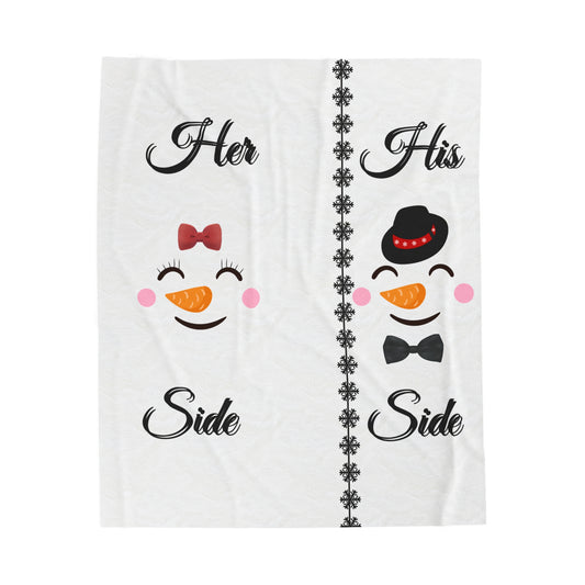 Her side & His side Christmas Velveteen Plush Blanket