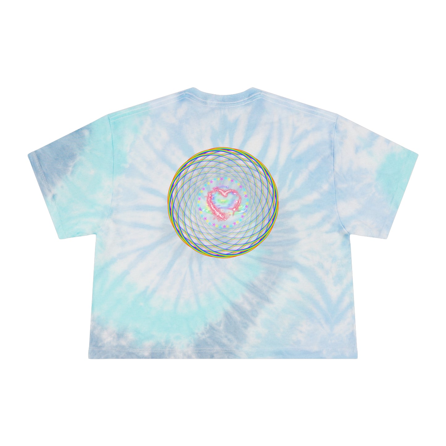 Rainbow Spiral PRIDE Heart Women's Tie-Dye Crop Tee