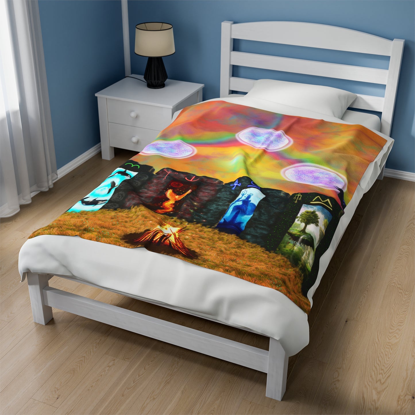 Sacred Portal of Divine Elements Velveteen Plush Blanket