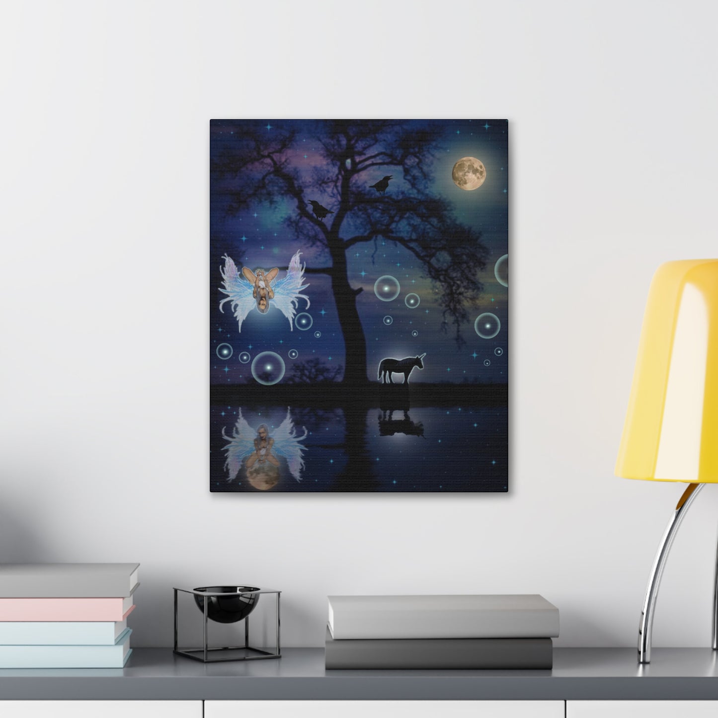 Mystic Moon Fairy, Fantasy Art, Canvas Art, Unique Gifts, Wall Decor, Original Art