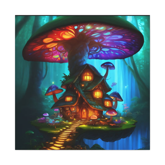 Mystic Mushroom House, Canvas Art, Canvas Print, Wall Decor, Original Art, Unique Gifts