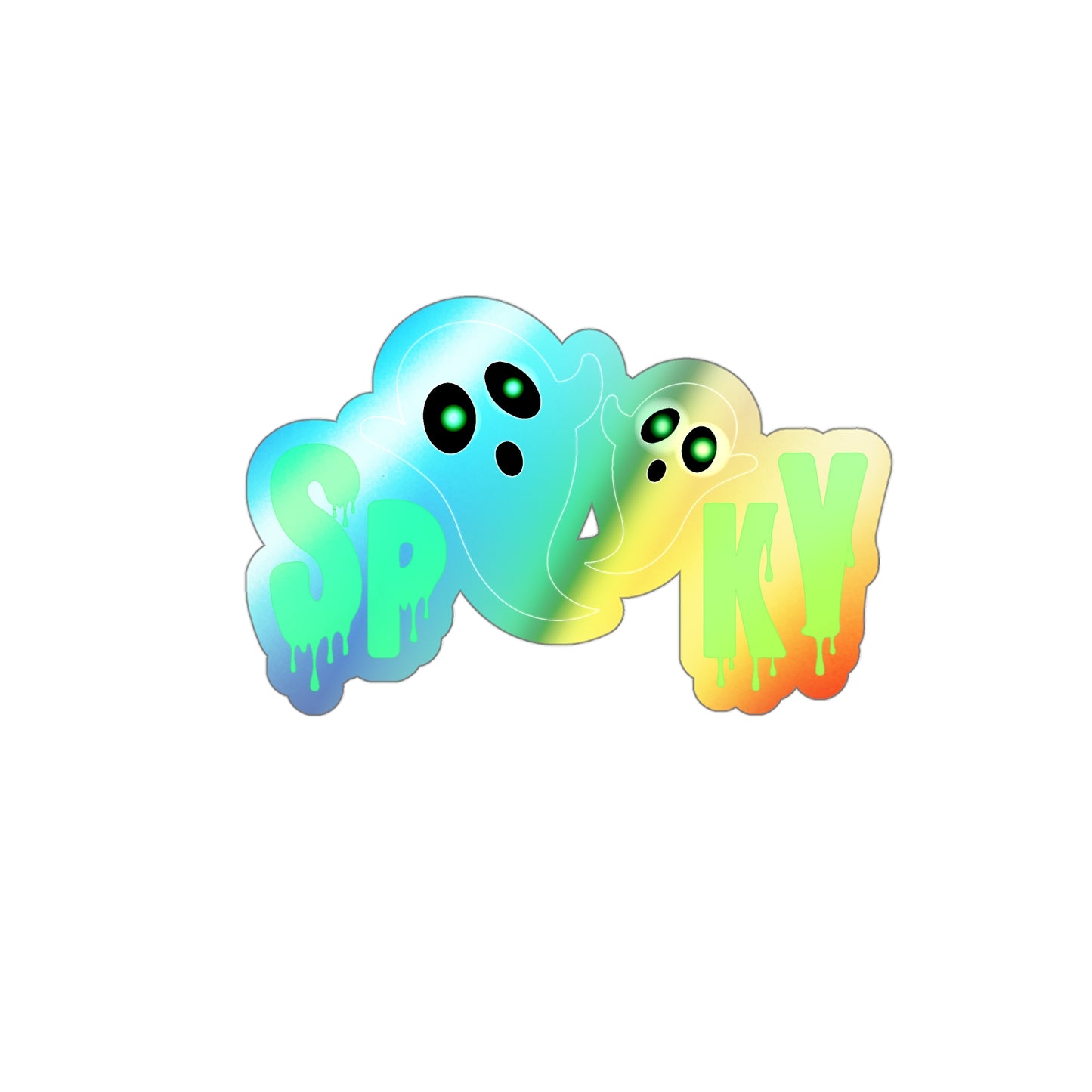 Halloween Spooky Ghosts Rainbow Holographic Die-cut Vinyl Stickers