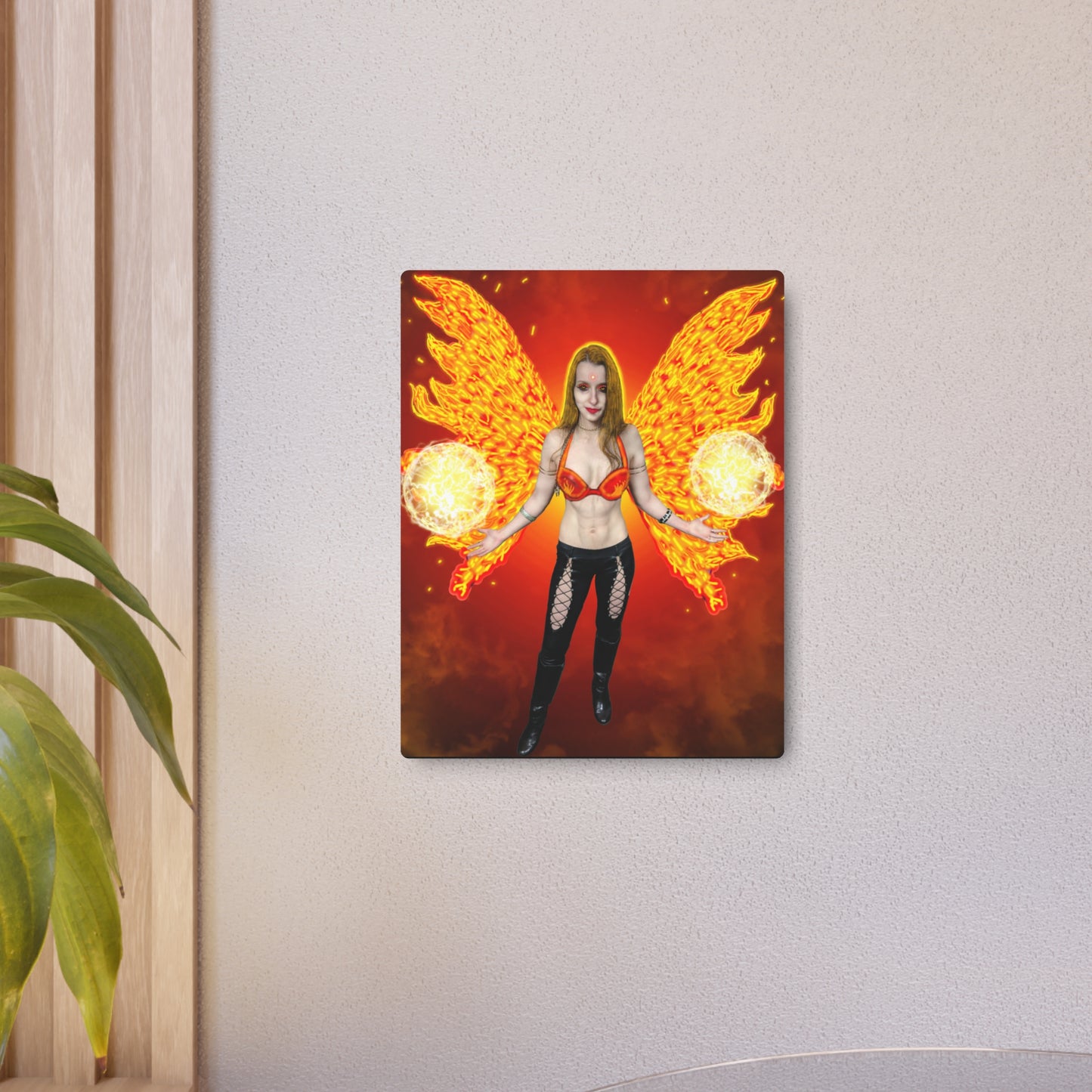 Mystic Fire Fairy, Fantasy Art, Metal Wall Art, Unique Gifts, Original Art Wall Decor