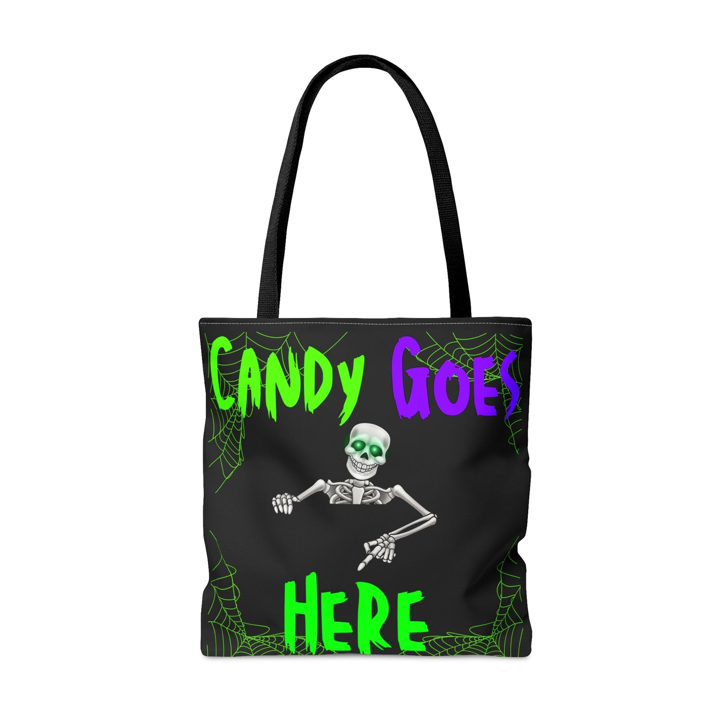 Candy Goes Here, Skeleton Halloween candy Tote Bag