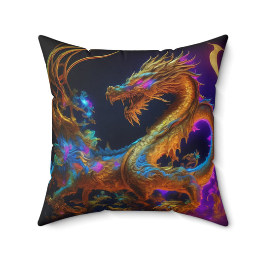 Golden Dragon, Spun Polyester Square Pillow