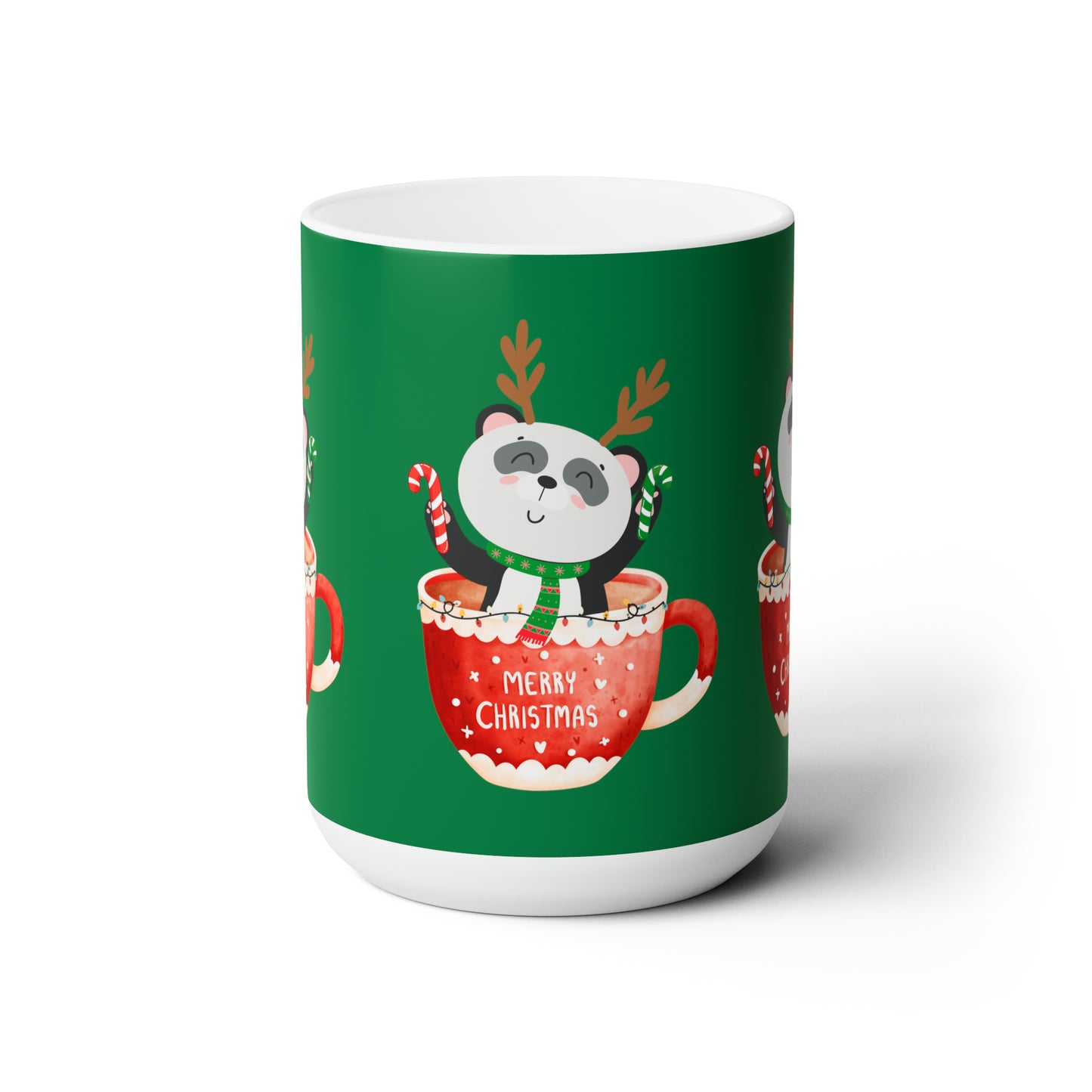 Merry Christmas Panda Ceramic Mug 15oz