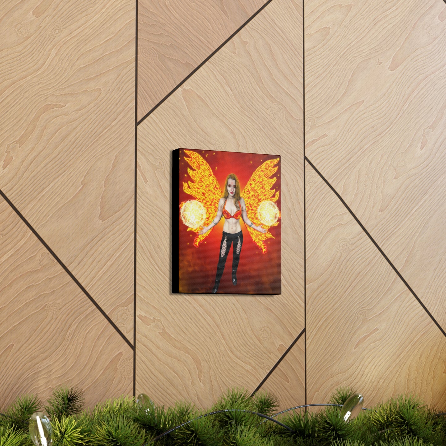 Mystic Fire Fairy, Fantasy Art, Canvas Art, Unique Gift, Original art, Wall Decor