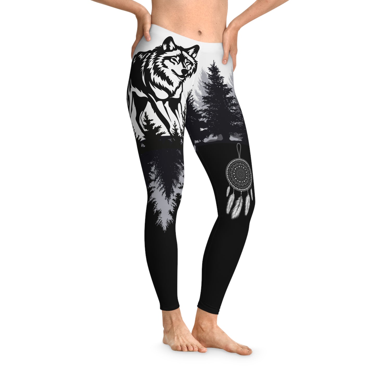 Mystic Wolf, Black Leggings