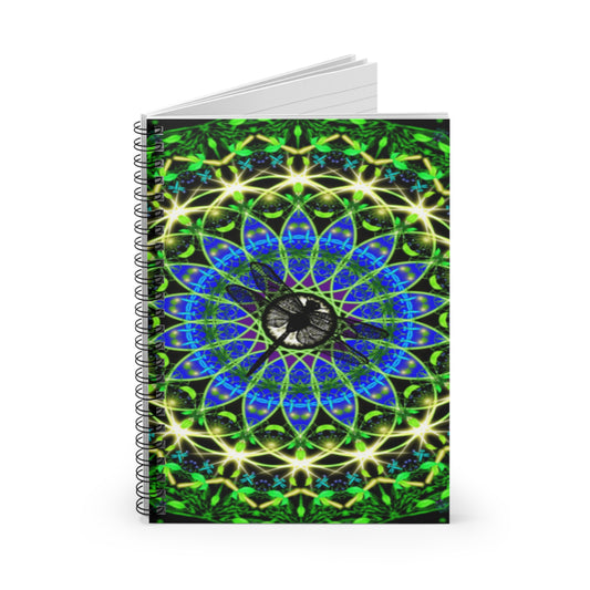Emerald Abundance Dragonfly Spiral Notebook - Ruled Line