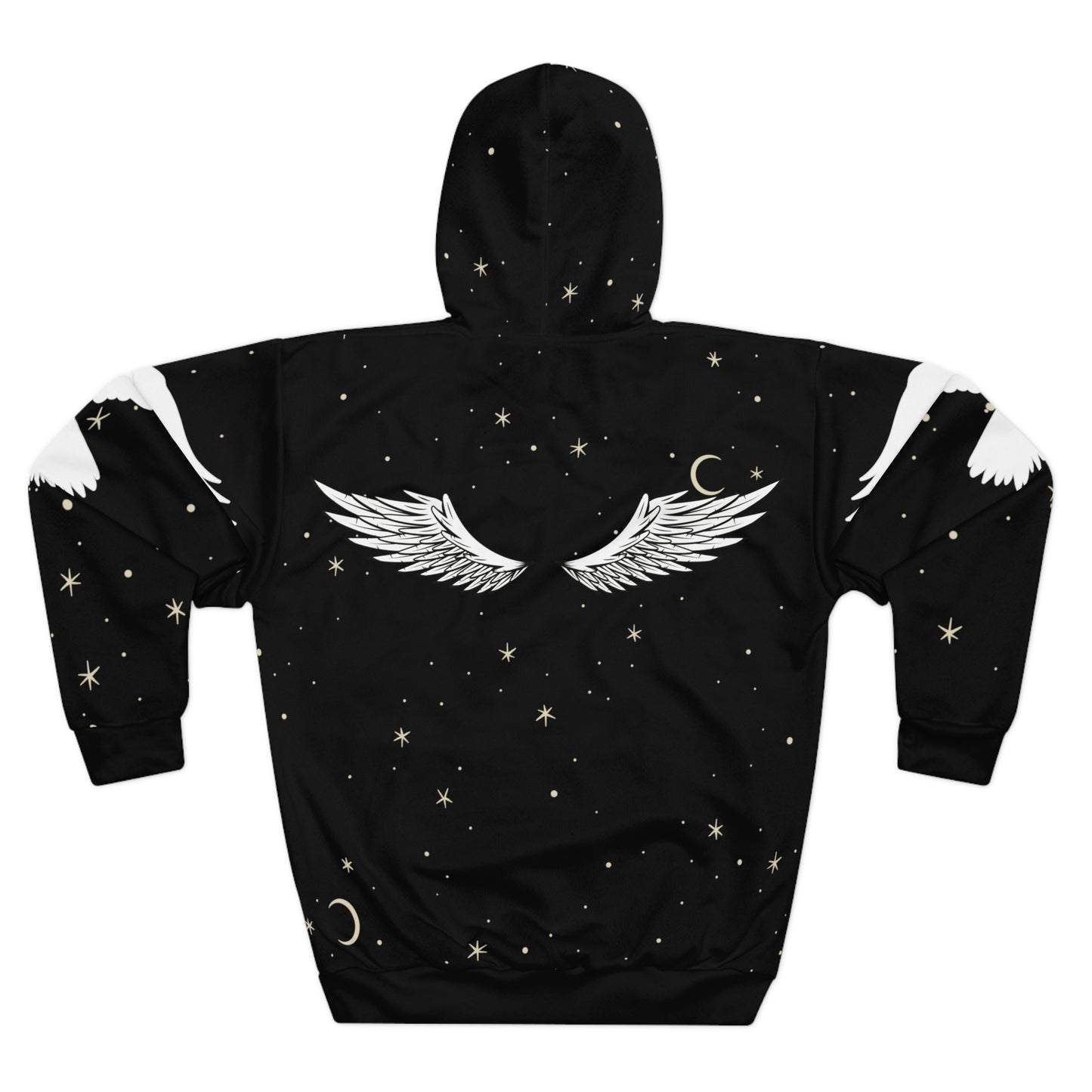 Raven skull with moon and stars Halloween Pullover Hoodie Black