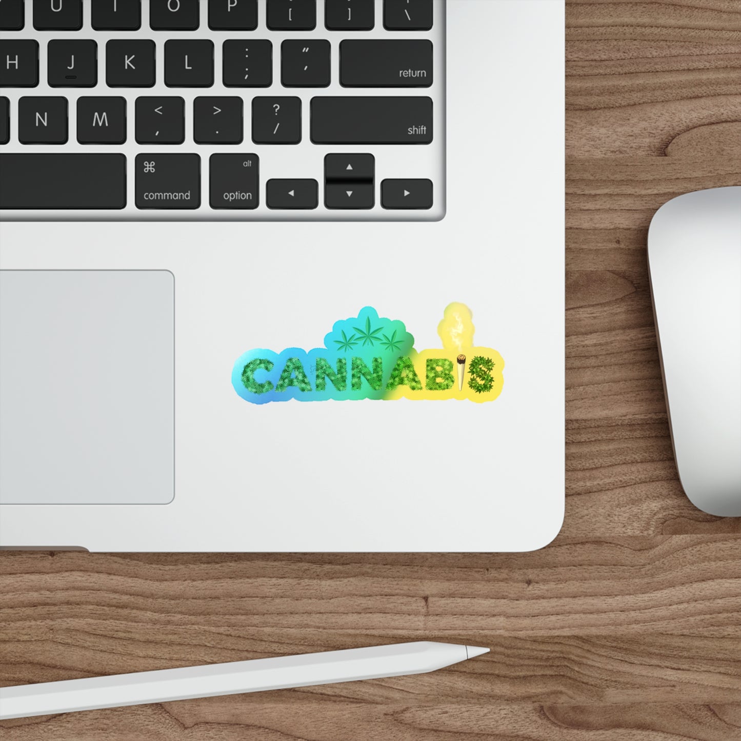 Cannabis, Rainbow Holographic Die-cut Vinyl Stickers Boo