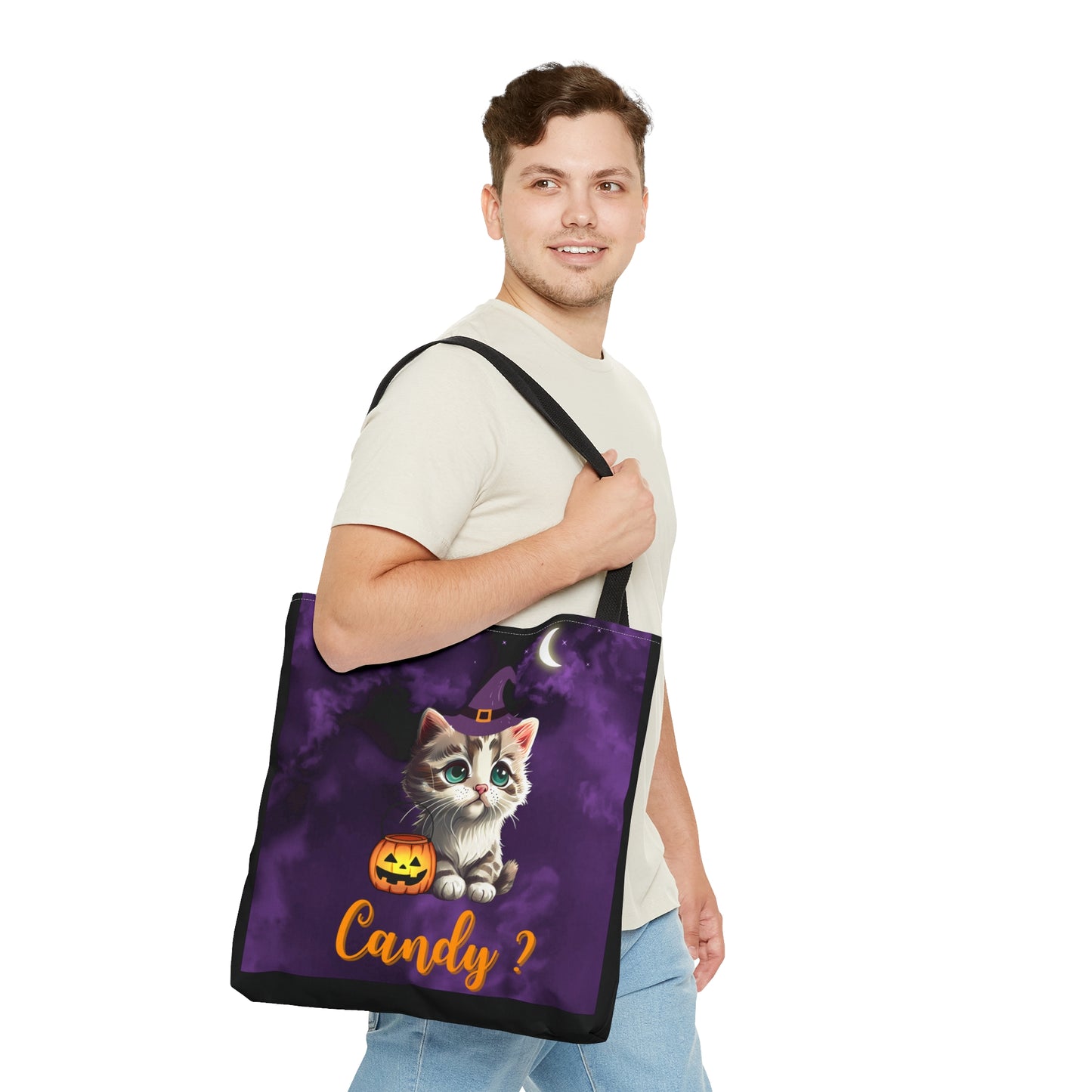 Candy? Cute Witchy Cat Halloween Candy Tote Bag