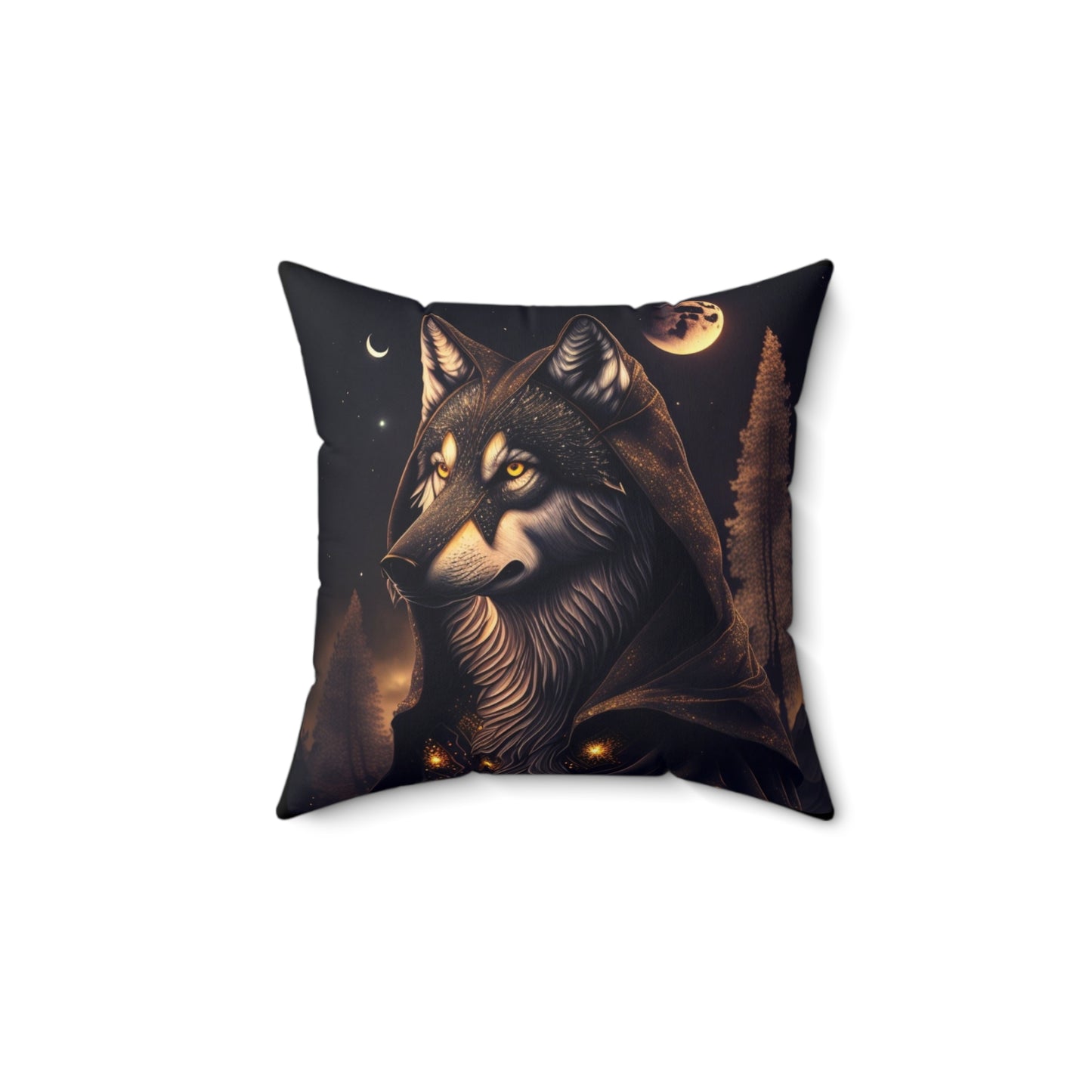 Wolf Mage Adventures, Spun Polyester Square Pillow