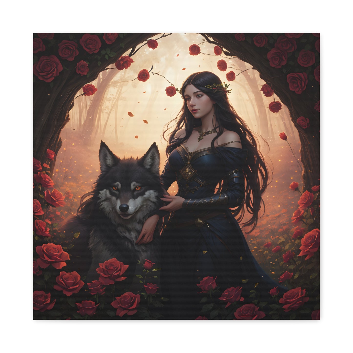 Wolf Enchantress, Canvas Art, Canvas Print, Wall Decor, Original Art, Unique Gifts