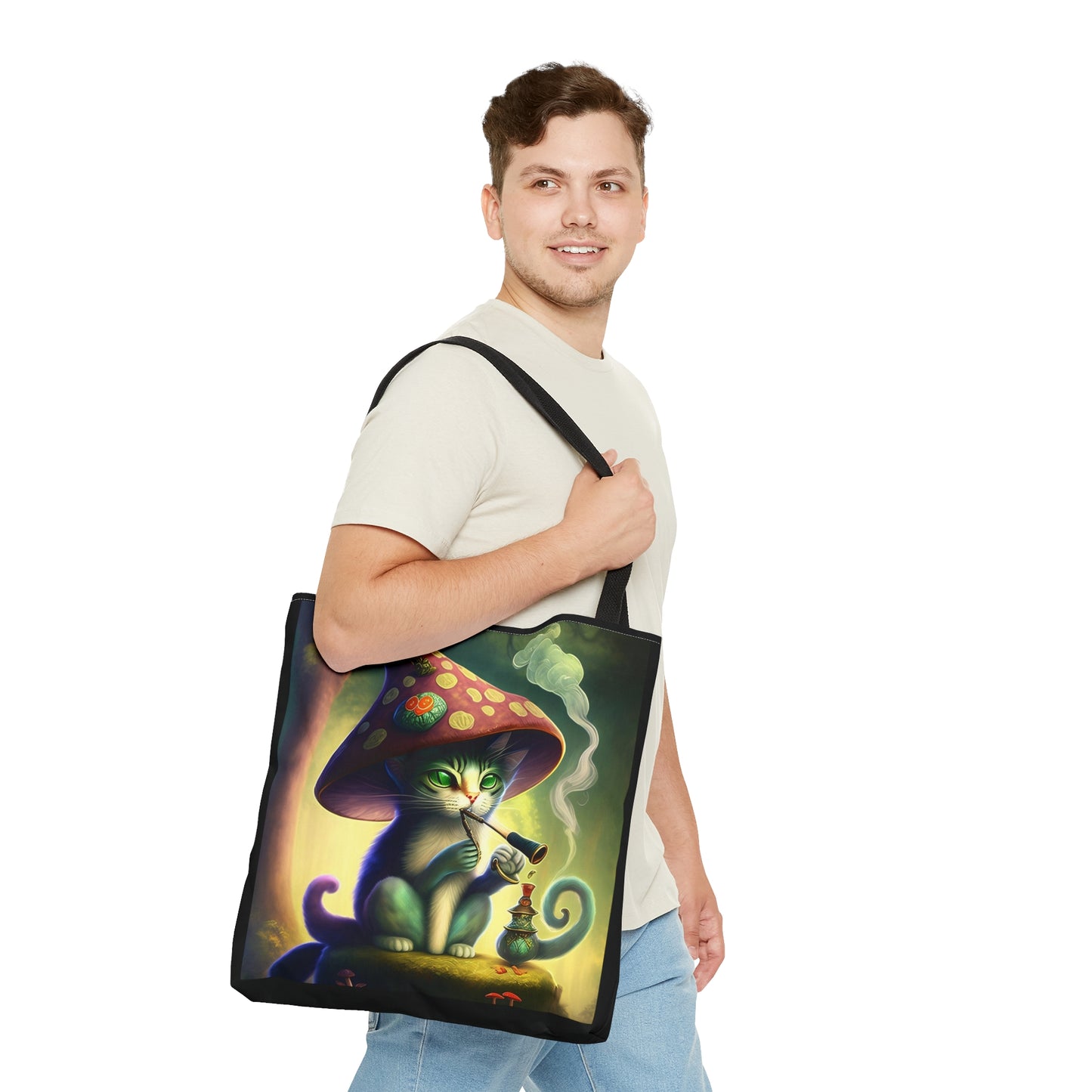 Fae Mushroom Cat,Tote Bag