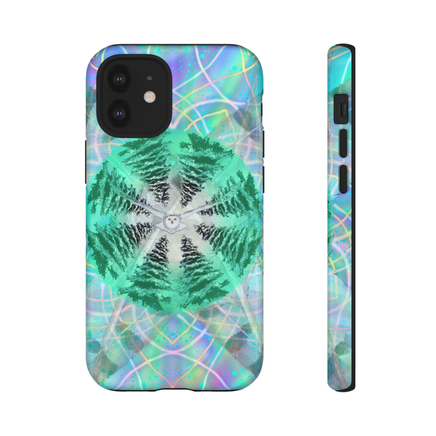 Mystic Pines Snowy Owl Protective Phone Case, Samsung, iPhone, Pixel, all sizes