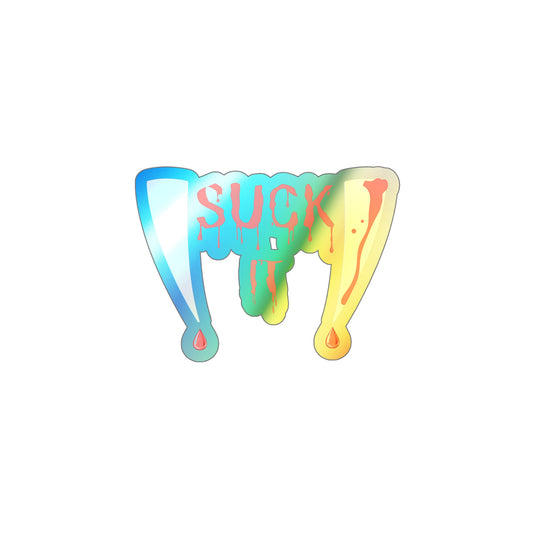 Halloween Rainbow Holographic Die-cut Vinyl Stickers Vampire Fangs