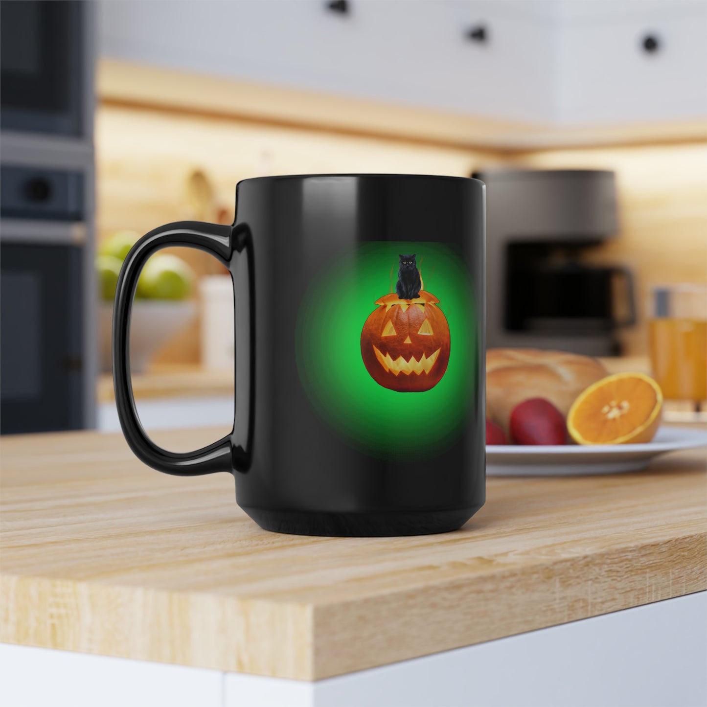 Black Halloween Mug  Black Cat 15oz