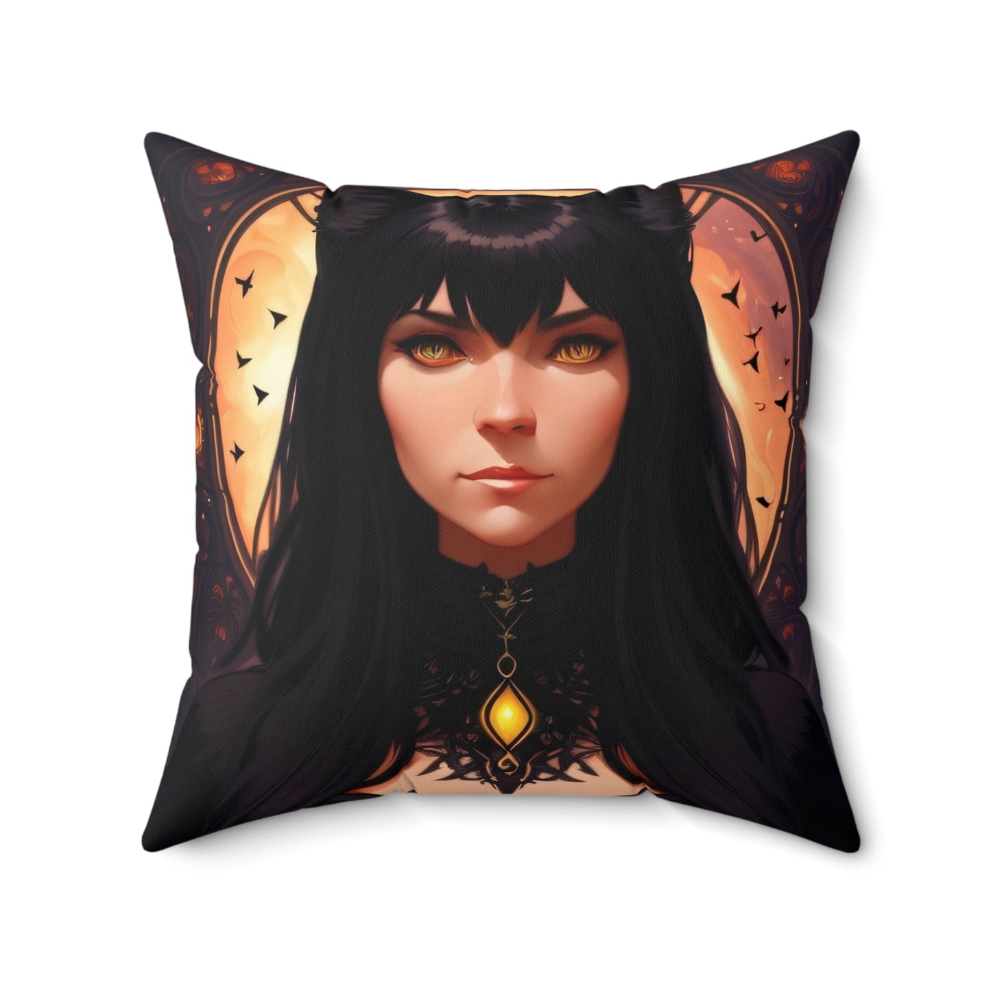 Cat Girl, Spun Polyester Square Pillow