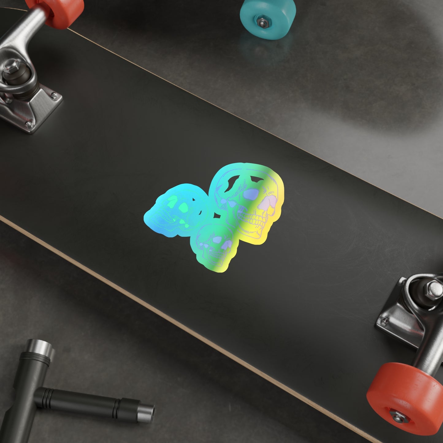 Halloween Skulls Rainbow Holographic Die-cut Vinyl Stickers