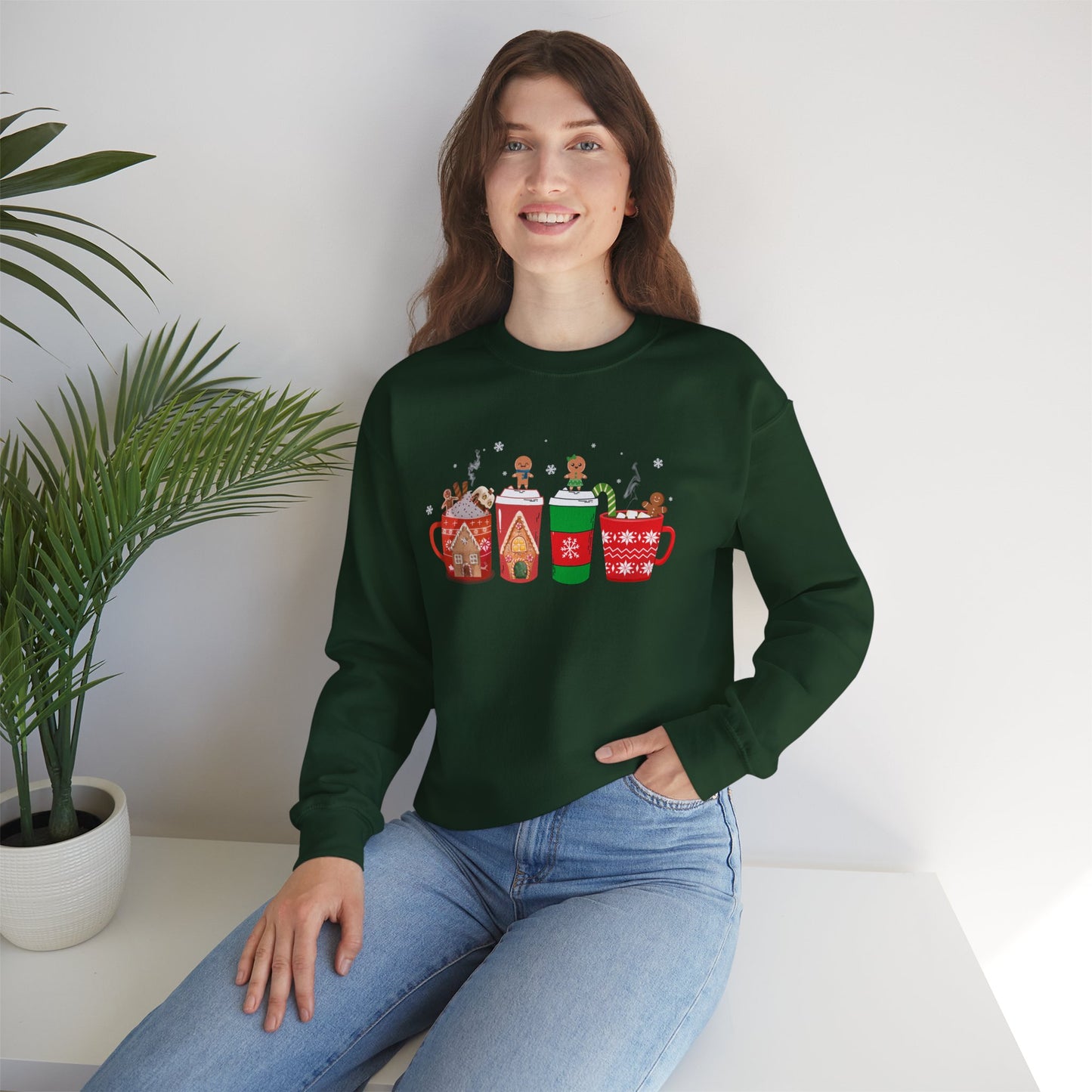 Gingerbread Man Christmas Coffee Latte Shirt, Coffee Lover Gift, women, Mens, Unisex Holiday Shirt. Minimal Merry Xmas Crew.