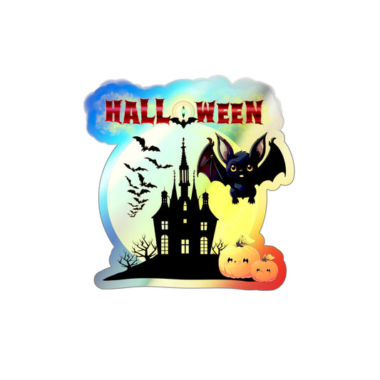 Halloween Rainbow Holographic Die-cut Vinyl Stickers Cute Bat