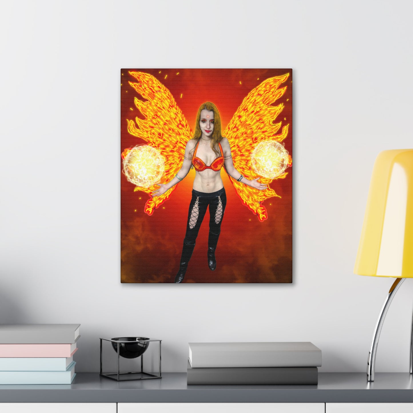 Mystic Fire Fairy, Fantasy Art, Canvas Art, Unique Gift, Original art, Wall Decor