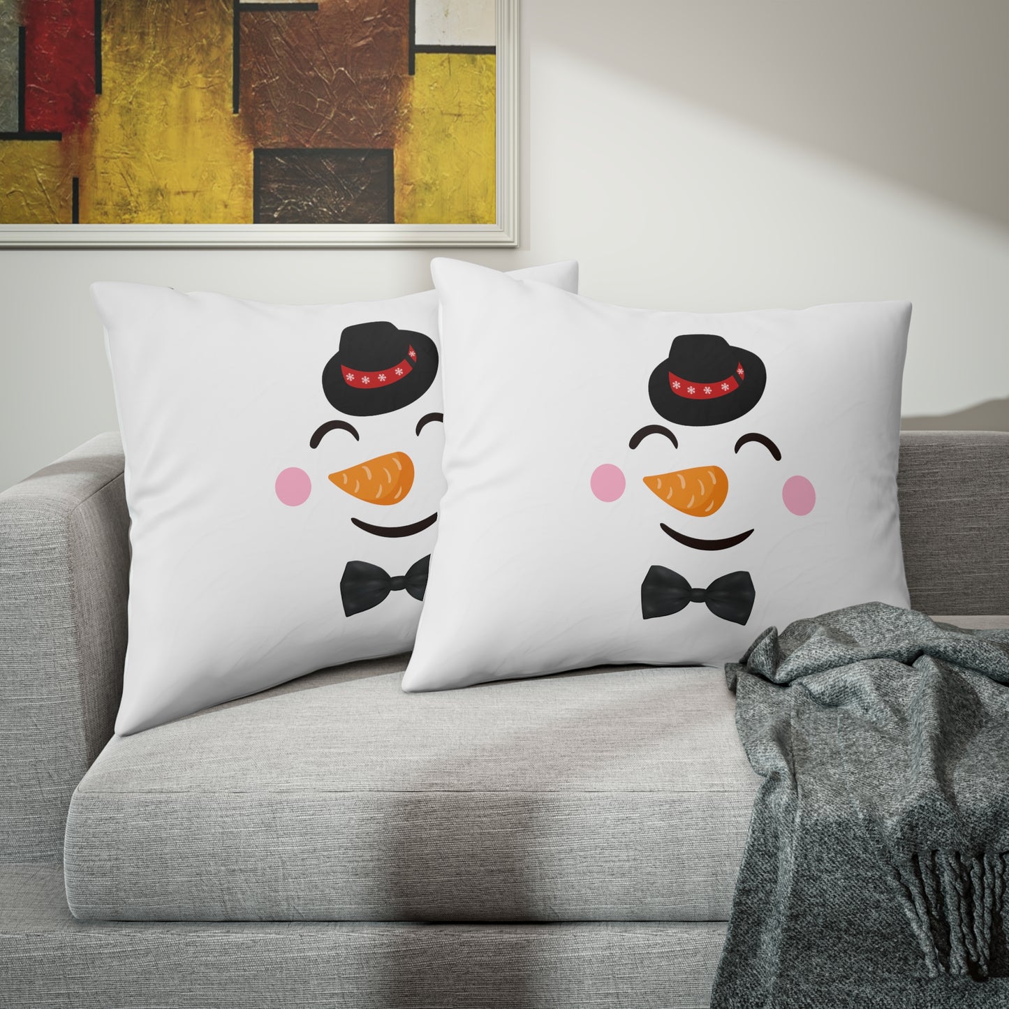 "His" snowman face Pillow case.