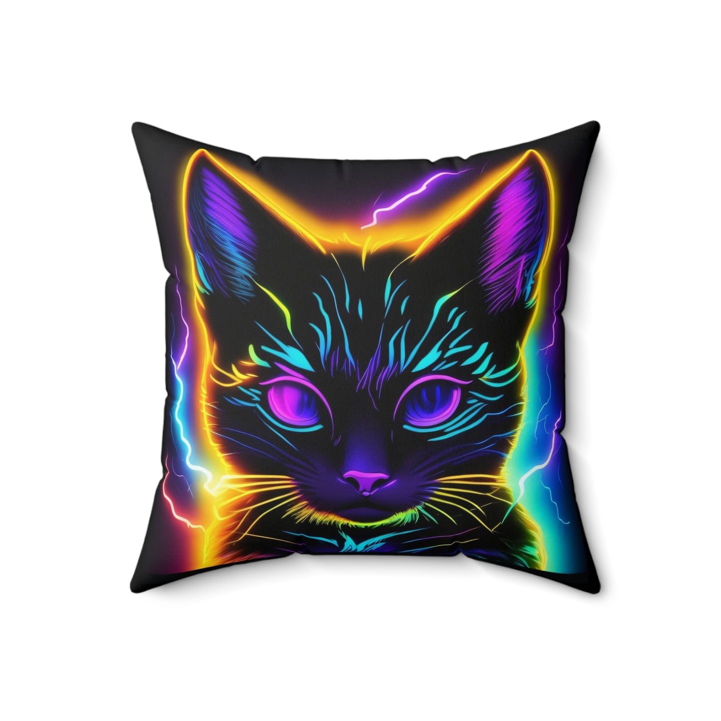 Electric Cat, Spun Polyester Square Pillow