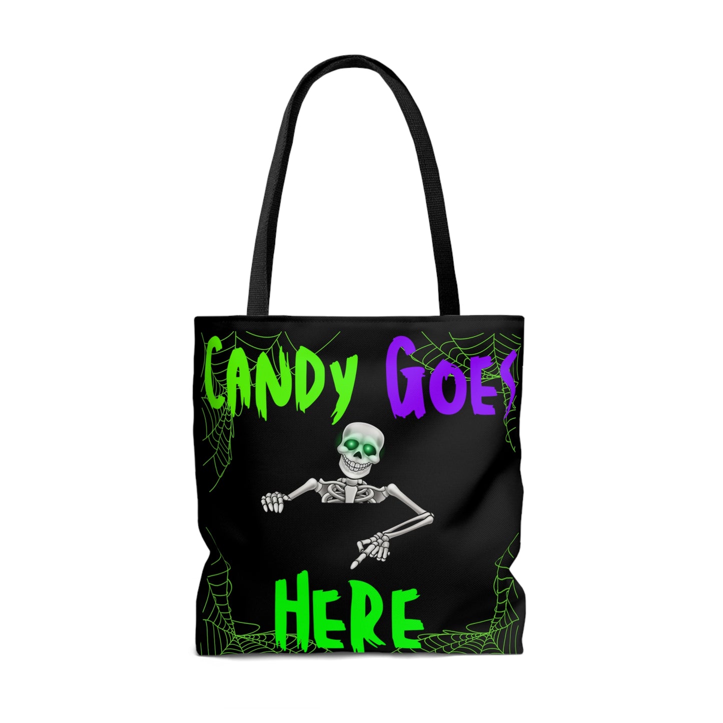 Candy Goes Here, Skeleton Halloween candy Tote Bag