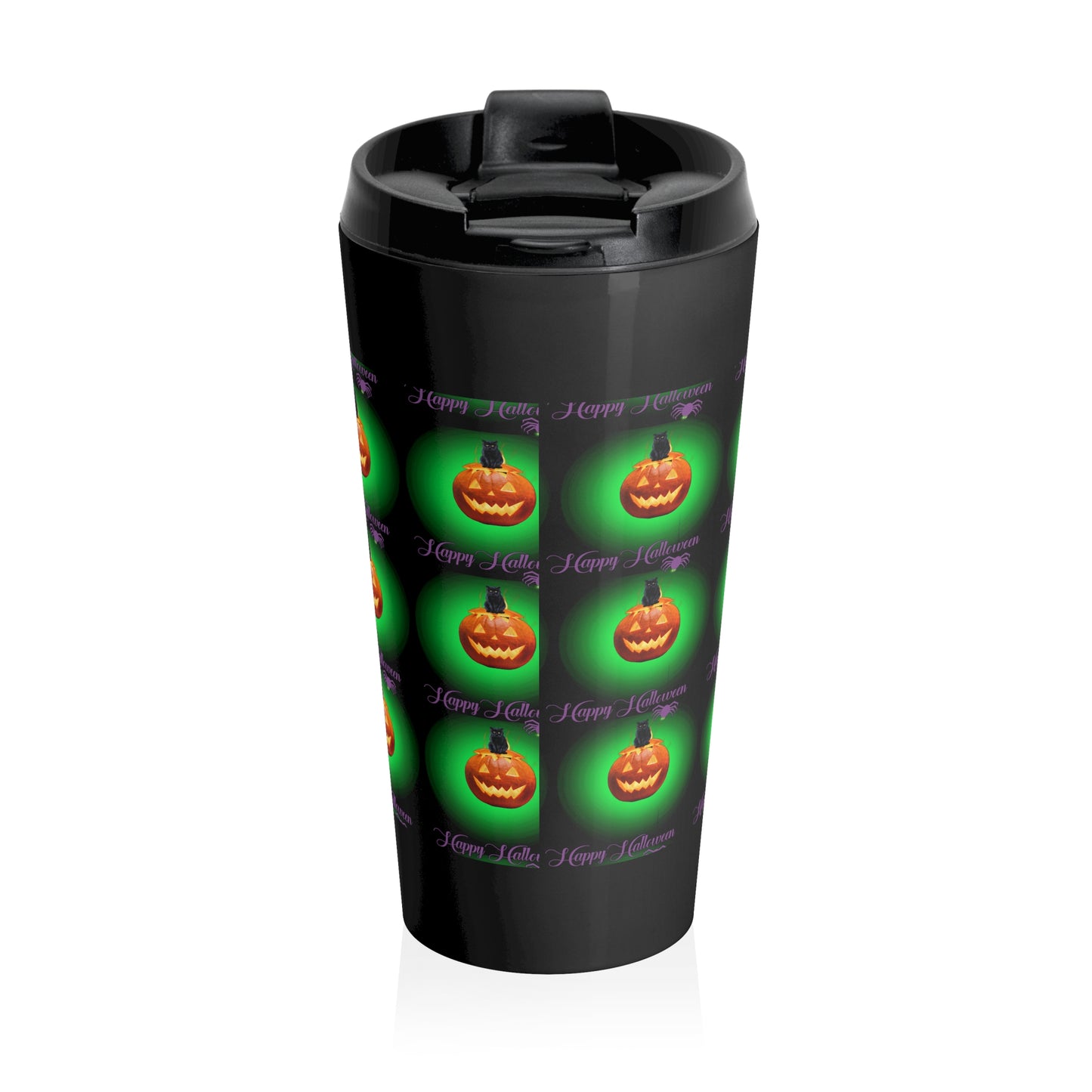 Stainless Steel Black cat Halloween Travel Mug with Insert