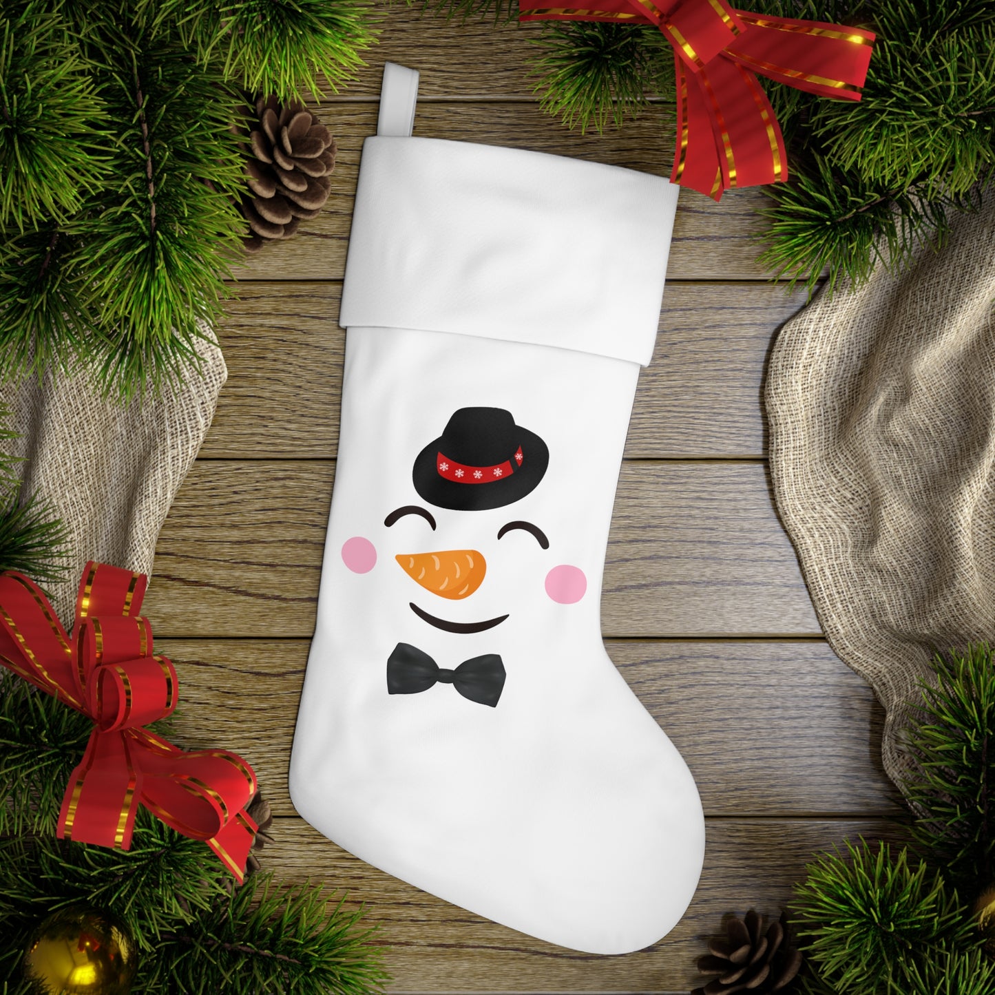 Snowman Face Christmas Stocking Male