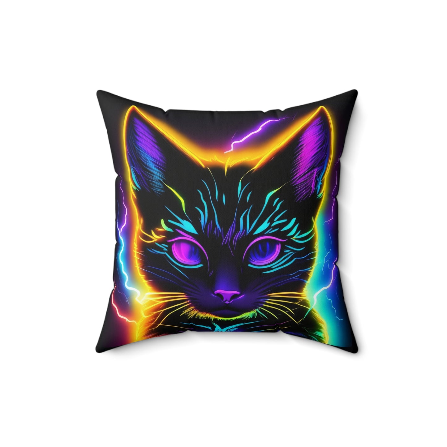 Electric Cat, Spun Polyester Square Pillow