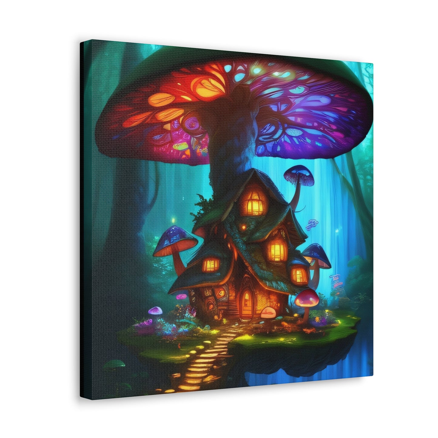 Mystic Mushroom House, Canvas Art, Canvas Print, Wall Decor, Original Art, Unique Gifts