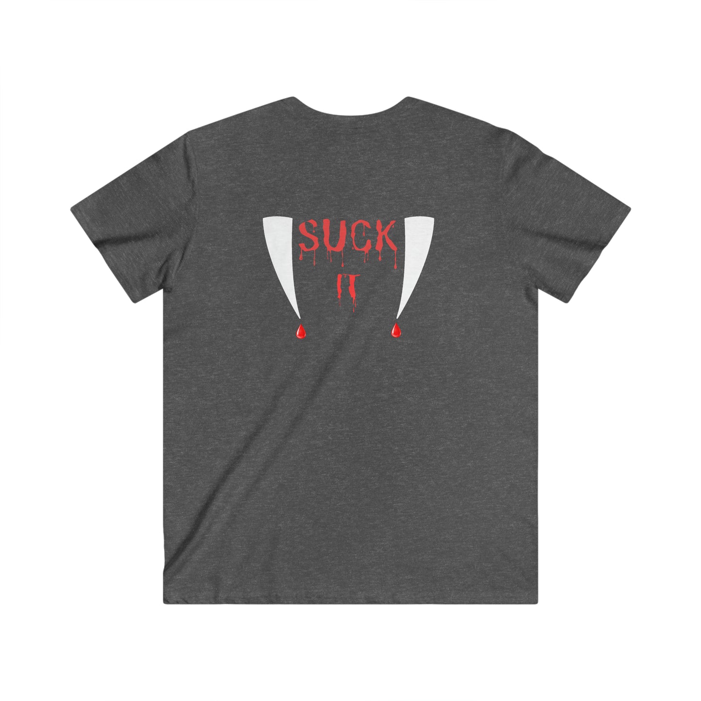 Suck It Vampire Fangs Halloween Men's Fitted V-Neck Short Sleeve Tee