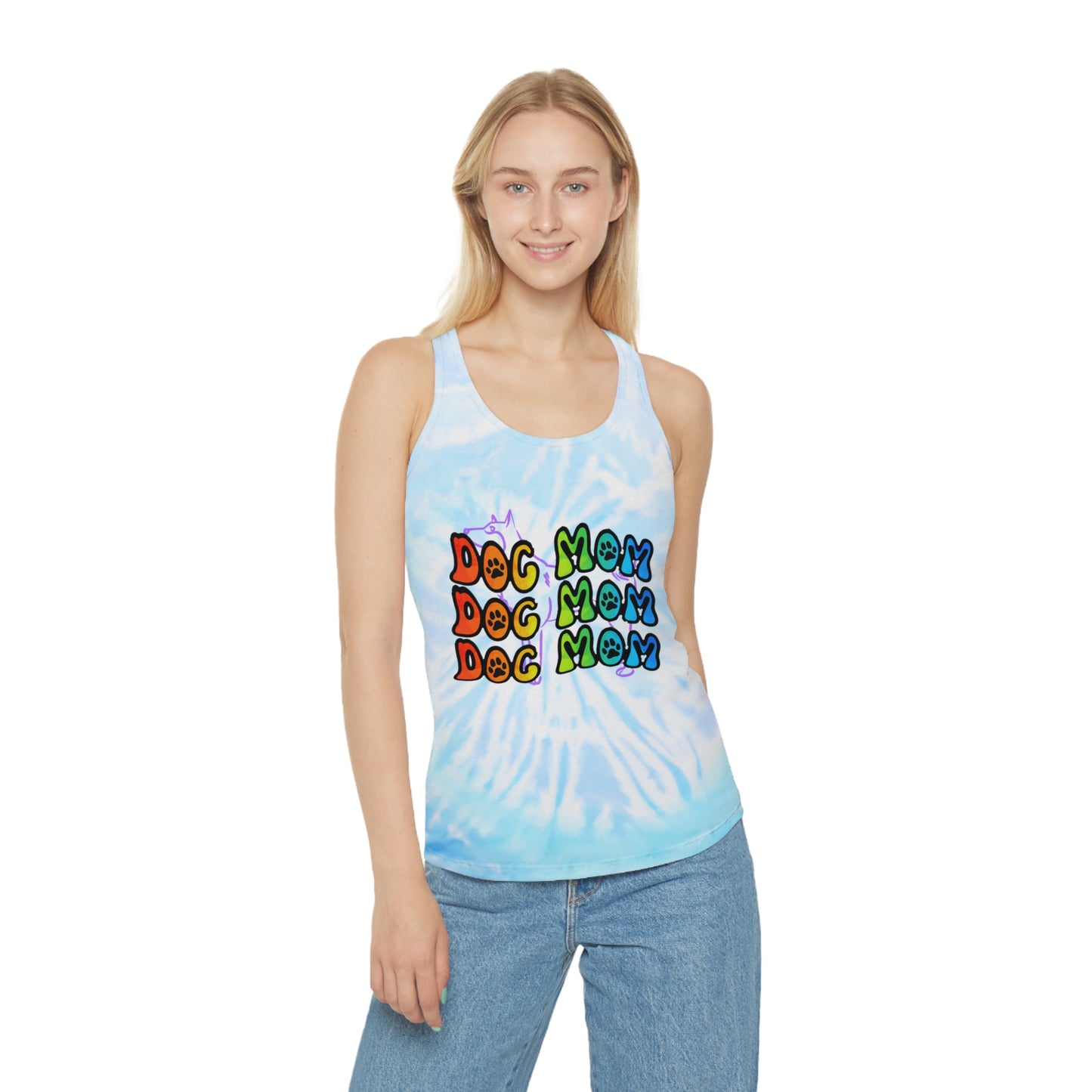 Dog Mom Tie Dye Racerback Tank Top