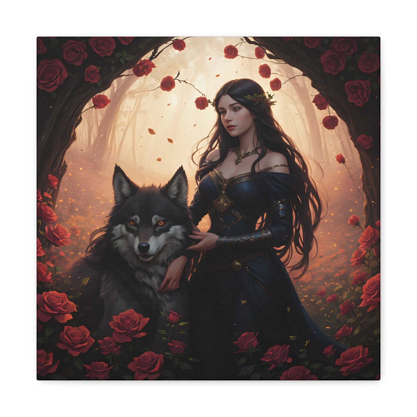 Wolf Enchantress, Canvas Art, Canvas Print, Wall Decor, Original Art, Unique Gifts