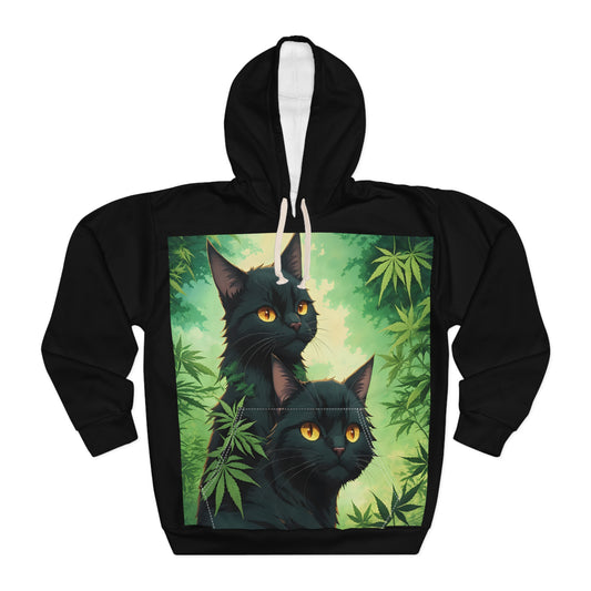 Black Cat, Pullover Hoodie (AOP)