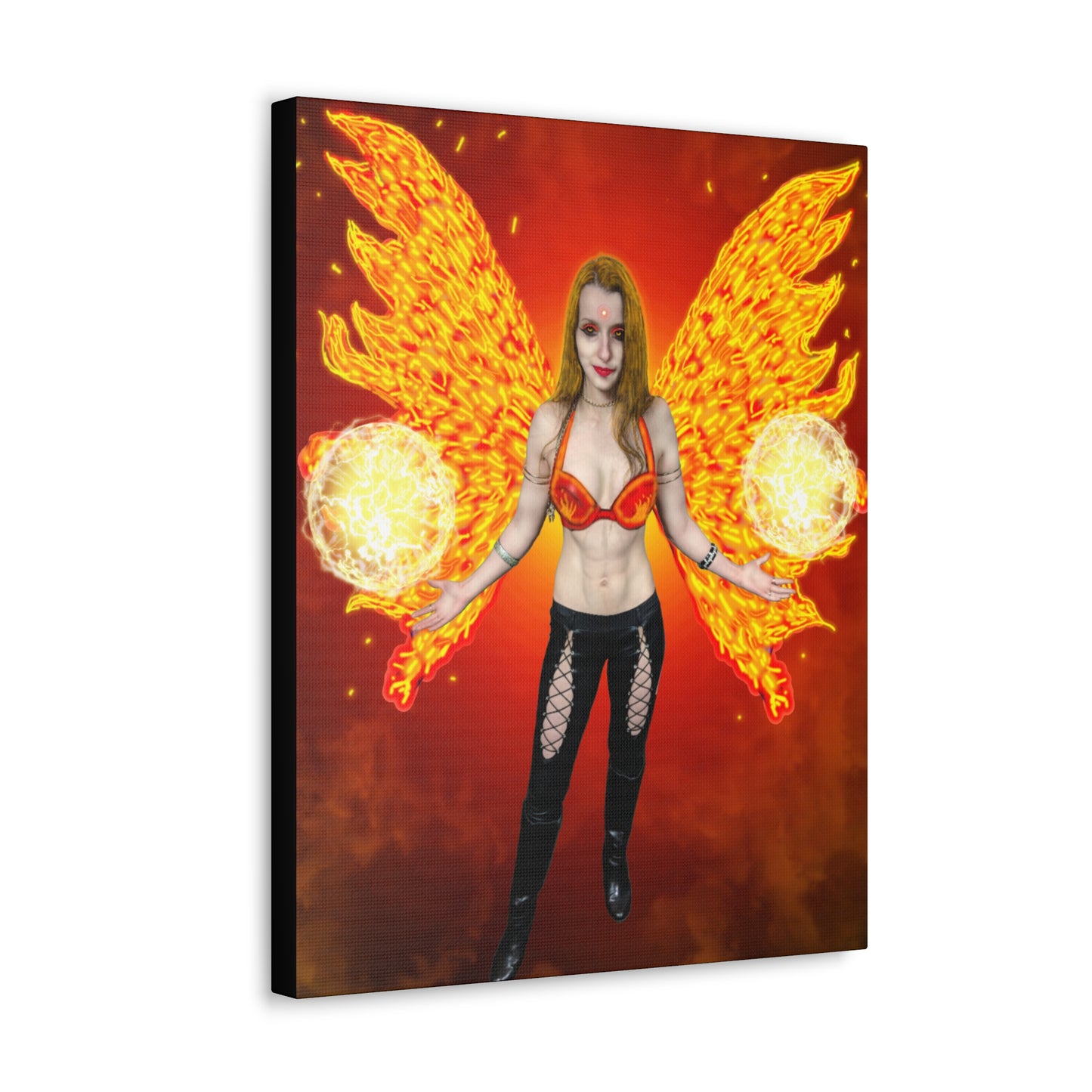 Mystic Fire Fairy, Fantasy Art, Canvas Art, Unique Gift, Original art, Wall Decor