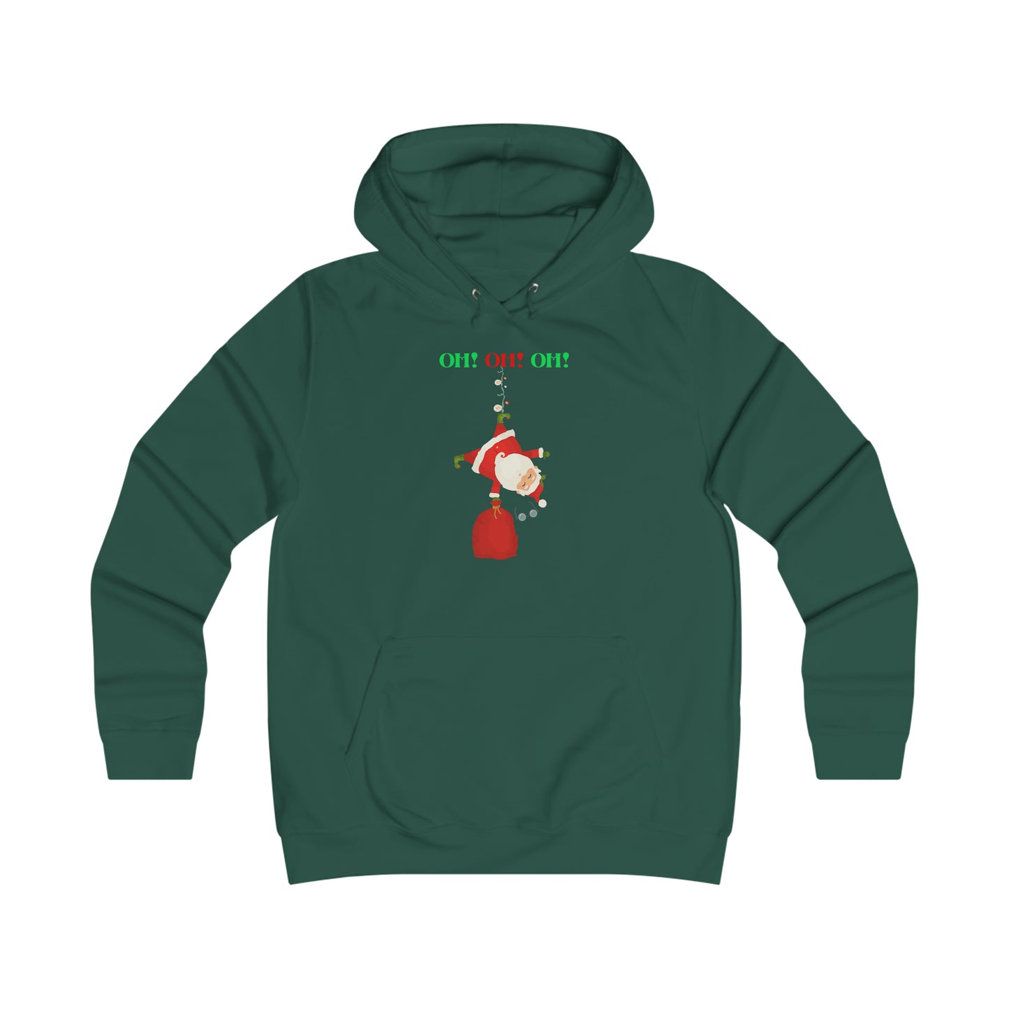 OH OH OH Falling Santa Christmas Girlie College Hoodie, Gifts For Her, Funny Humor