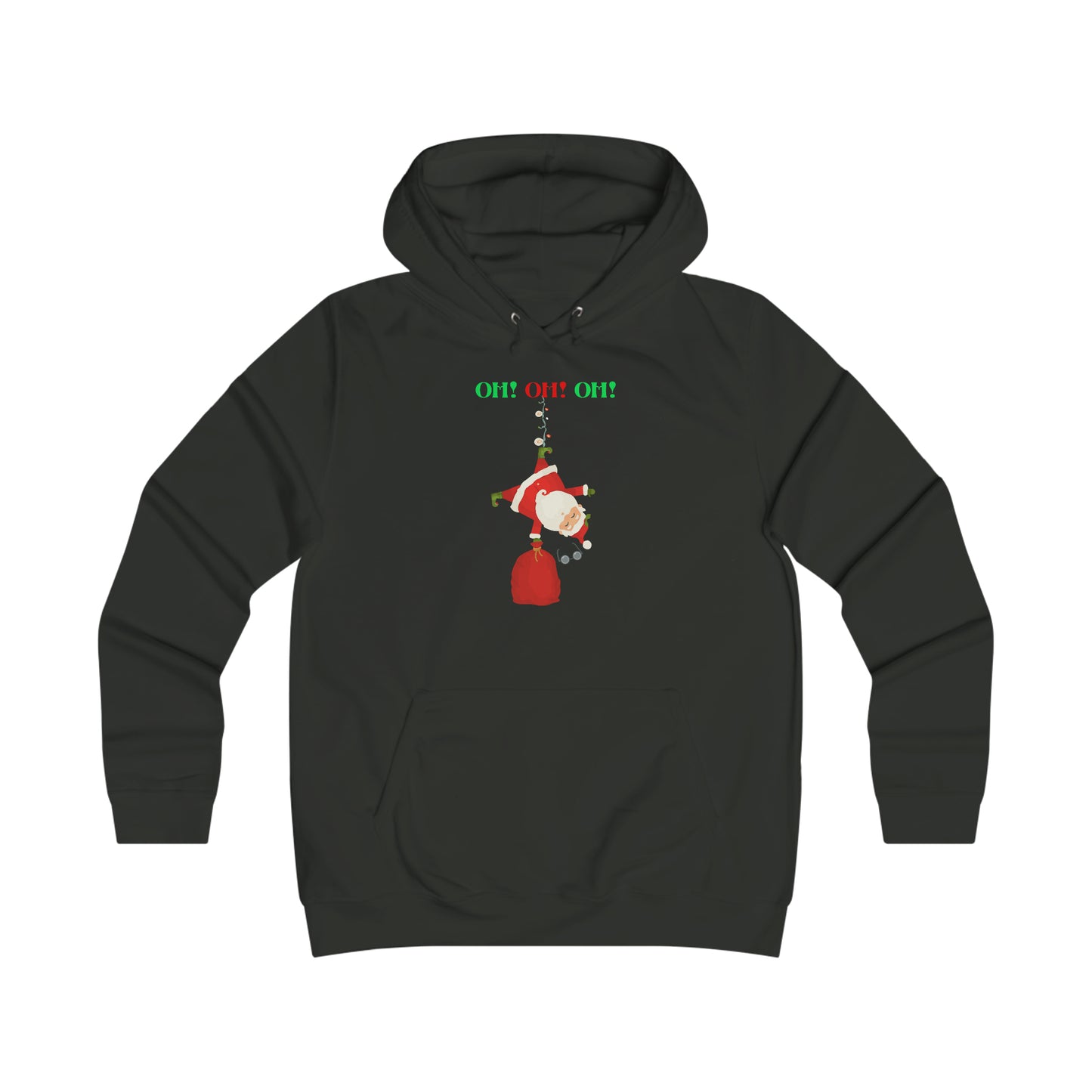 OH OH OH Falling Santa Christmas Girlie College Hoodie, Gifts For Her, Funny Humor