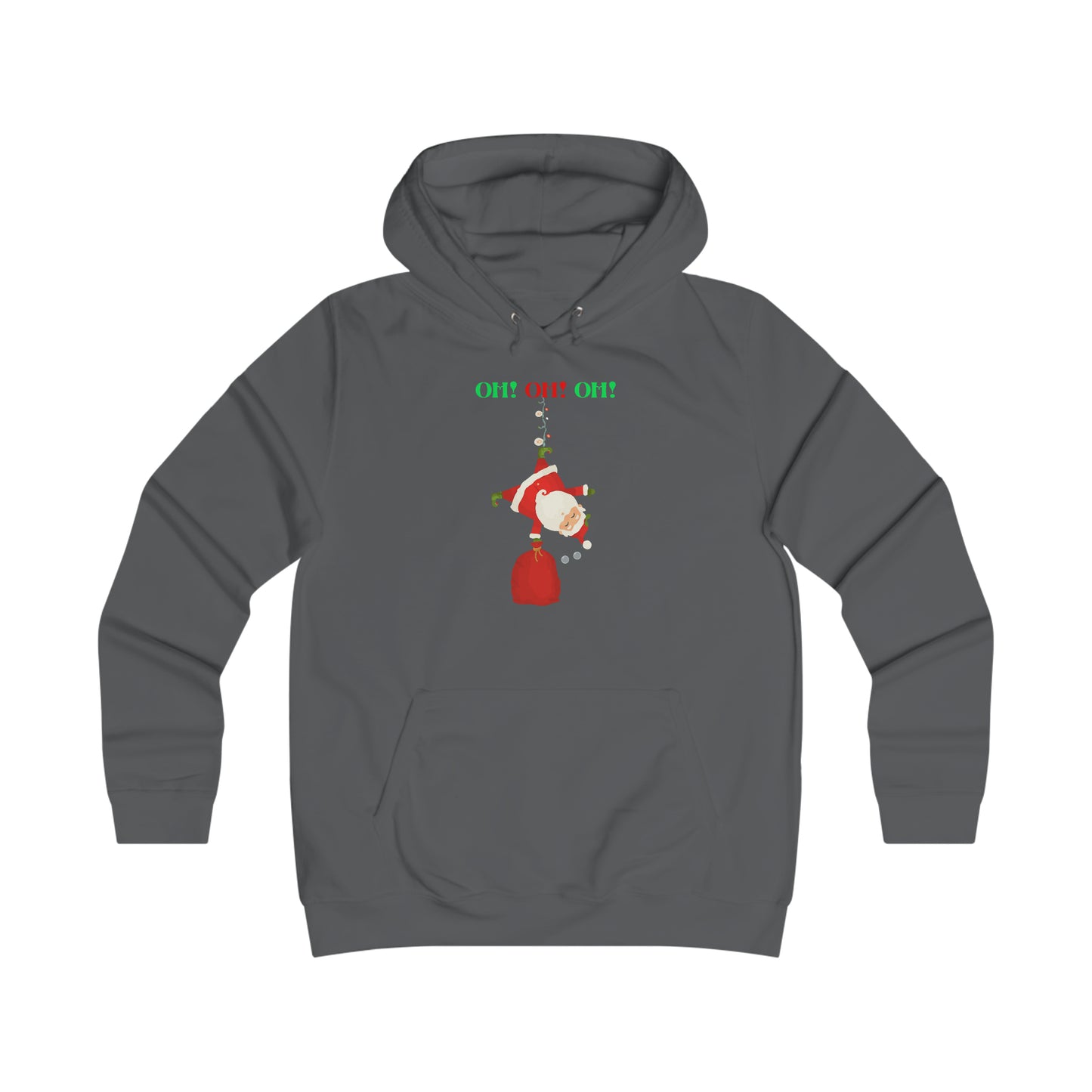 OH OH OH Falling Santa Christmas Girlie College Hoodie