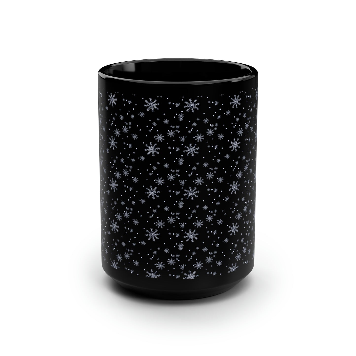 Falling snow Christmas Black Mug, 15oz