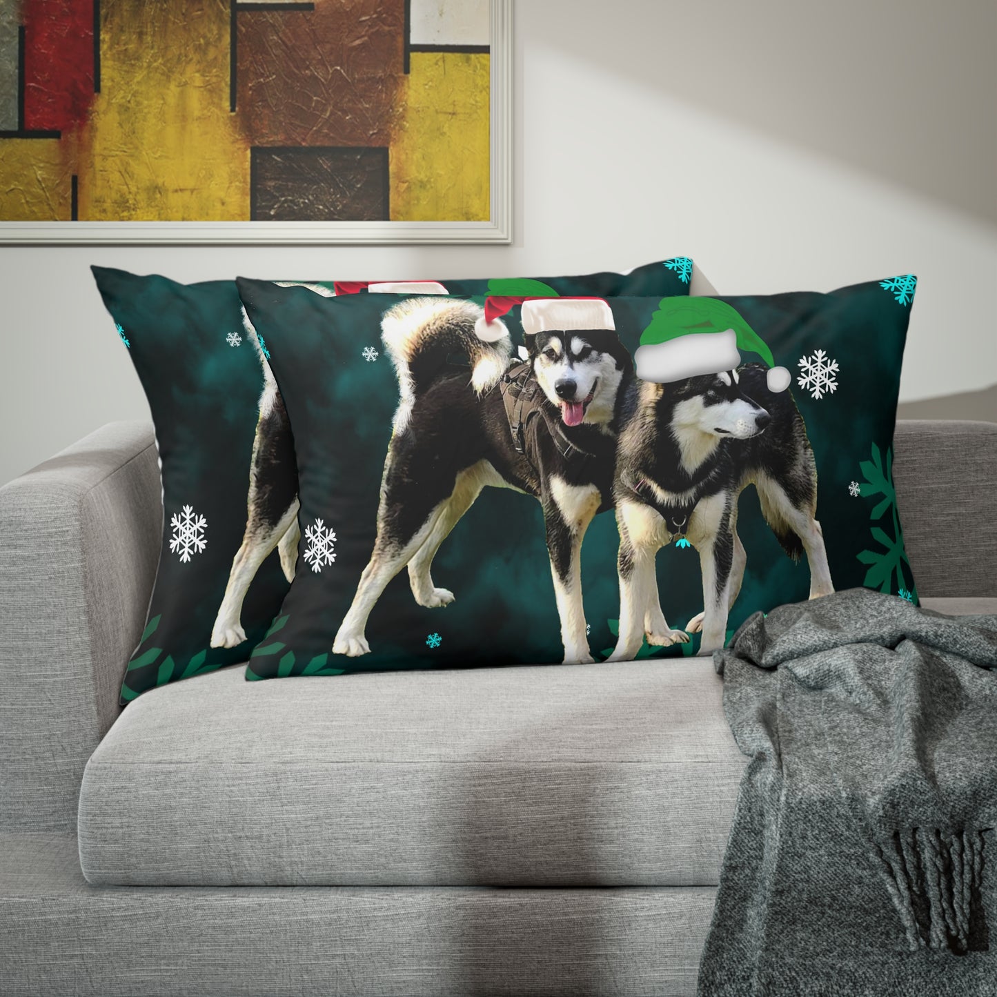 Snowflakes Annd Malamutes Pillow case