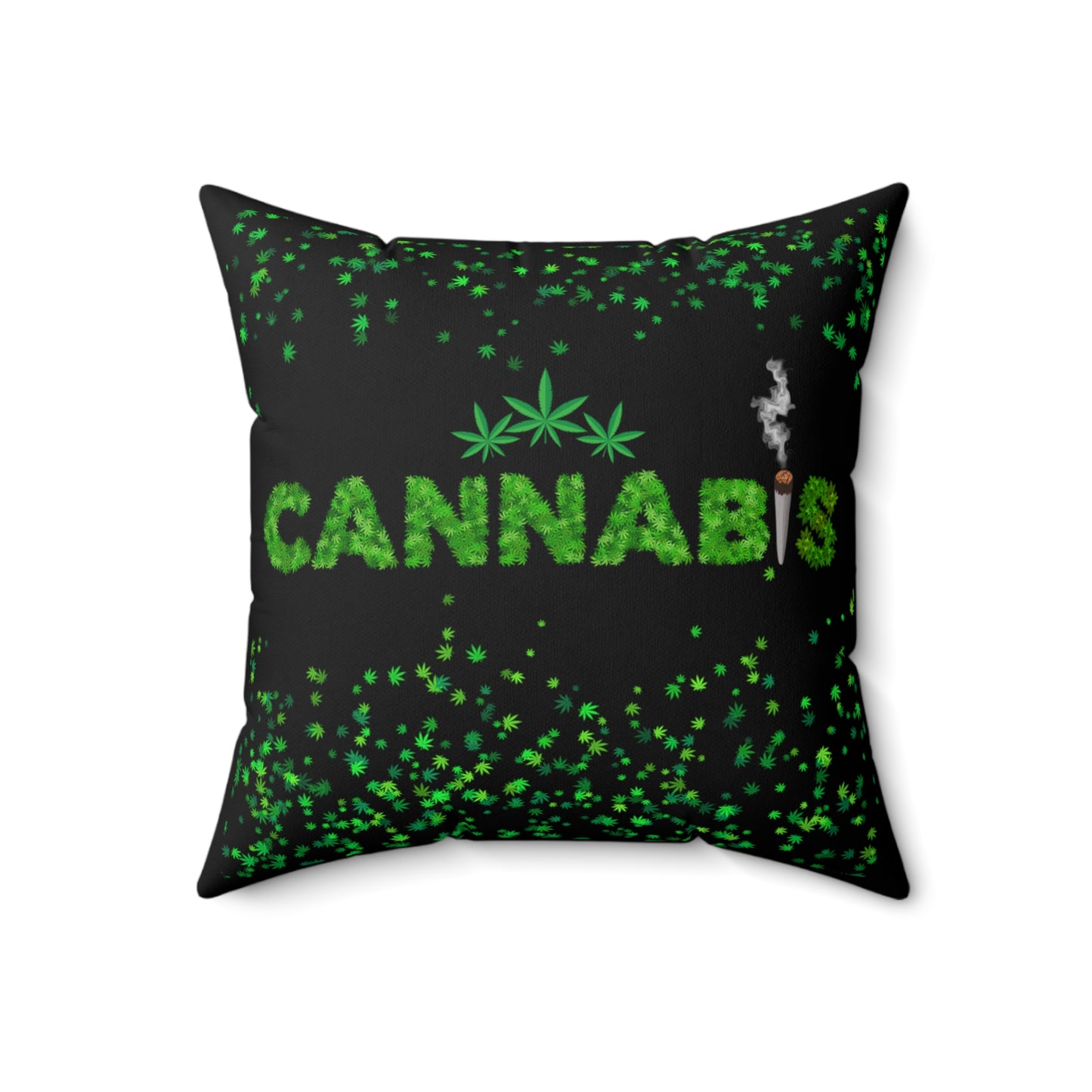 Cannabis Leaves, 420 Themed, Spun Polyester Square Pillow