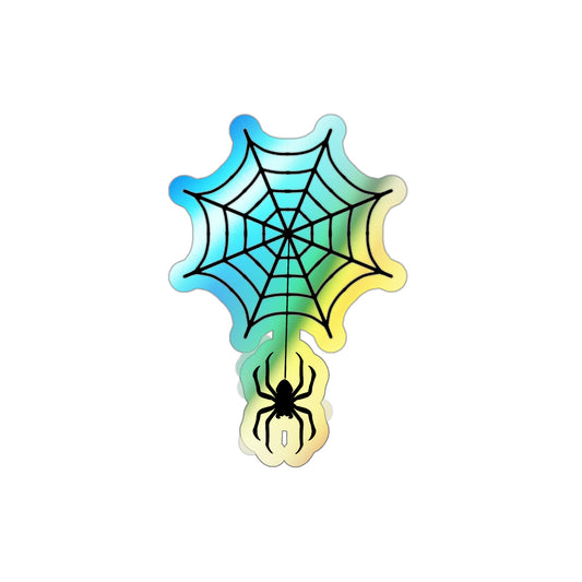 Spider Web Halloween Freaky Skull Rainbow Holographic Die-cut Vinyl Stickers