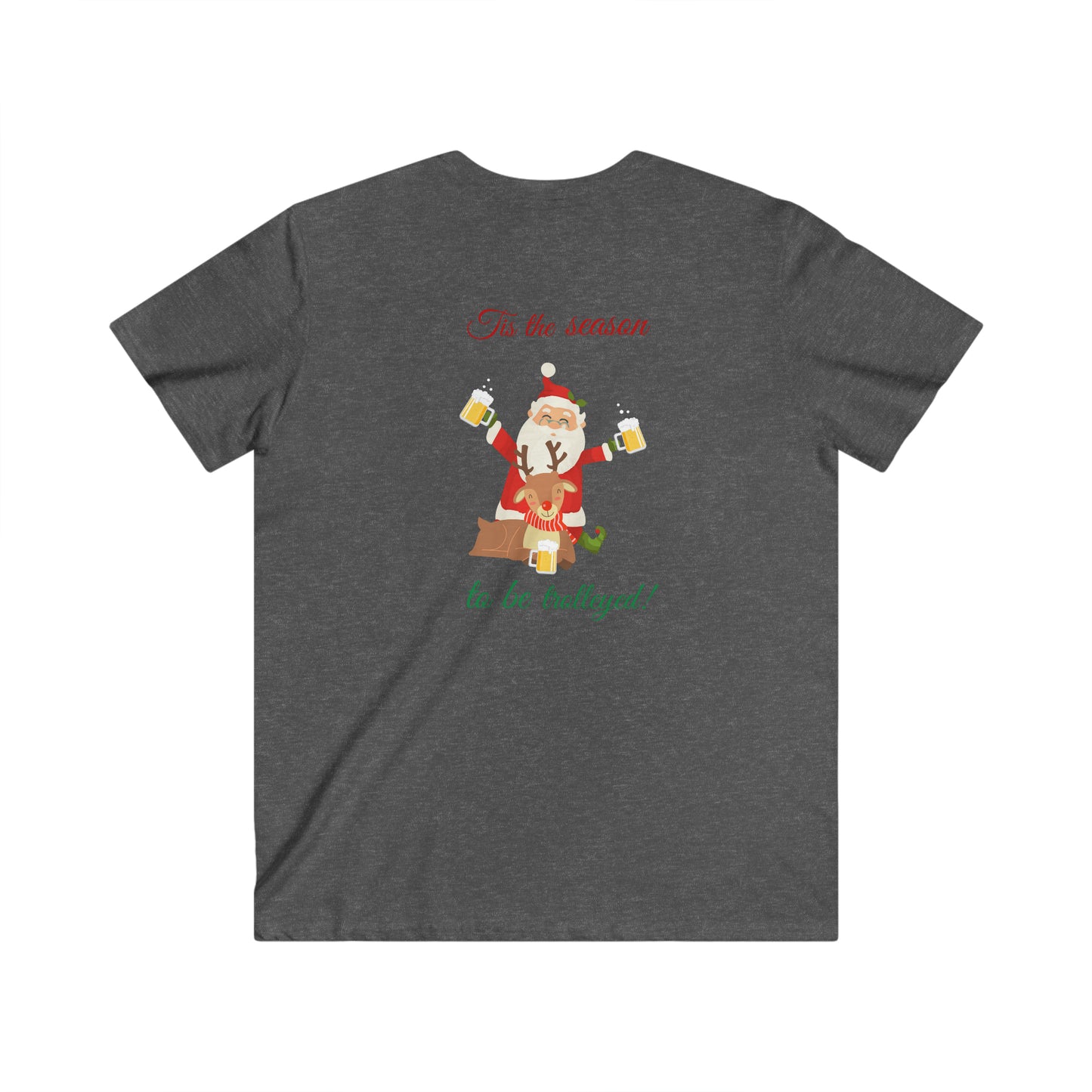 Tis the Season to be Trolleyed Men's Fitted V-Neck Short Sleeve Tee Christmas Top