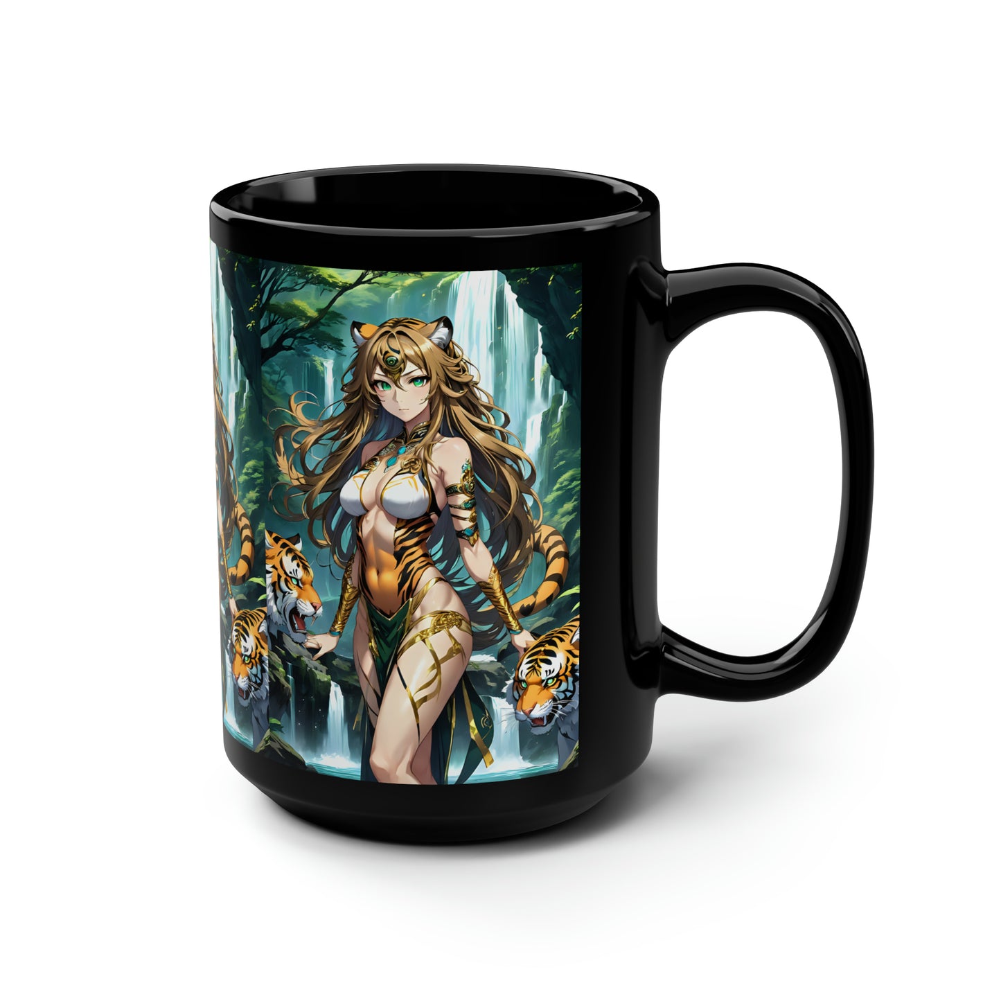 Jungle Tigress, Black Mug, 15oz