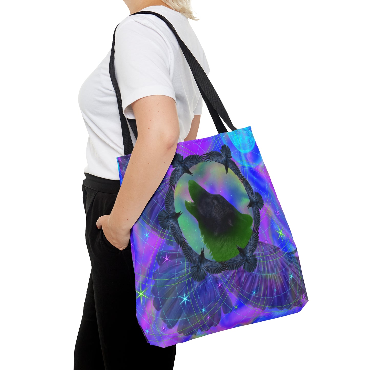 Mystic Wolf and Raven Tote Bag