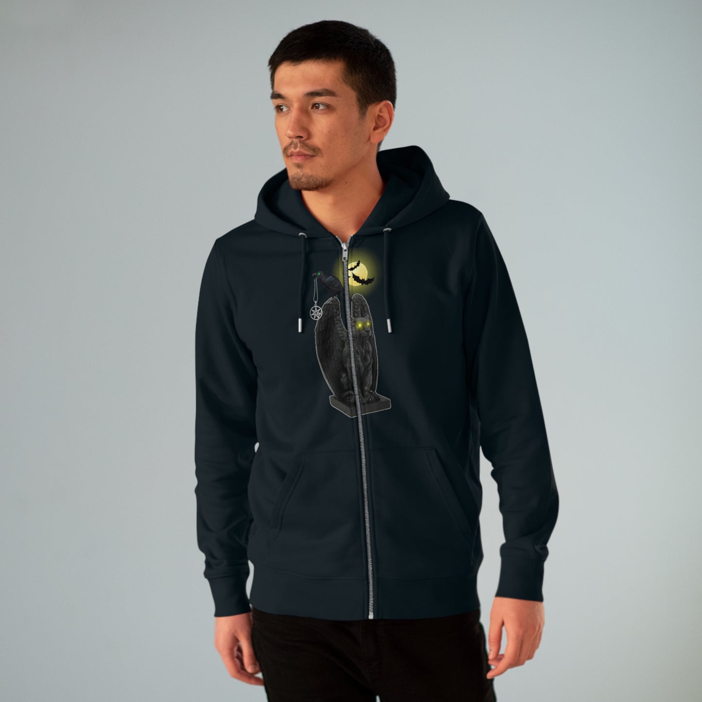 Men's Edgar Allan Poe Raven Halloween Zip Up Hoodie